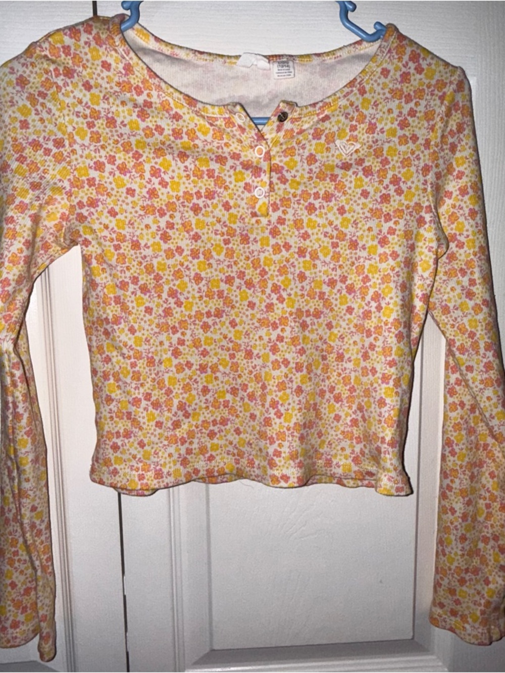 Floral Roxy Long Sleeve Top in Yellow & Pink